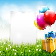 Realistic colorful birthday background with place for text