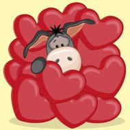 Donkey in hearts