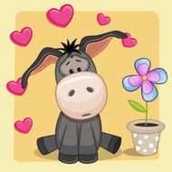 Donkey with heart and flower