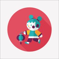 Chinese New Year girl flat icon with long shadow eps10 N124