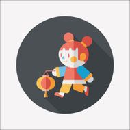 Chinese New Year girl flat icon with long shadow eps10 N125