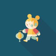 Chinese New Year girl flat icon with long shadow eps10 N126