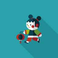 Chinese New Year girl flat icon with long shadow eps10 N127