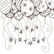 Air balloons border with text for birthday party