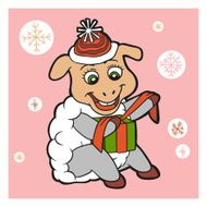 Character sheep and gift