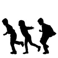 Vector silhouette of children N152