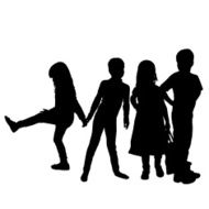 Vector silhouette of children N154