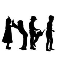Vector silhouette of children N155