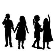 Vector silhouette of children N156