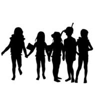 Vector silhouette of children N157