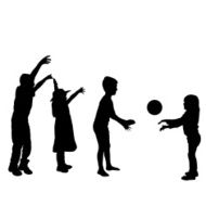 Vector silhouette of children N158