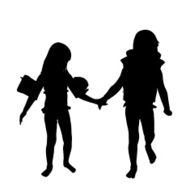 Vector silhouette of children N159