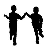 Vector silhouette of children N160