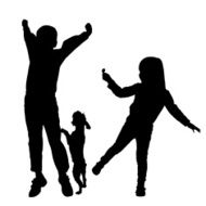 Vector silhouette of children N164