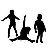 Vector silhouette of children N169