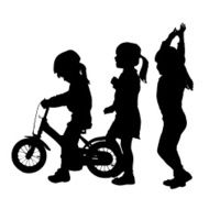 Vector silhouette of children N171