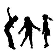Vector silhouette of children N174