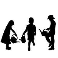 Vector silhouette of children N175