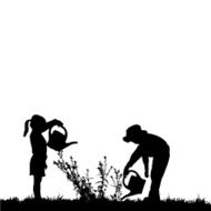 Vector silhouette of children N176