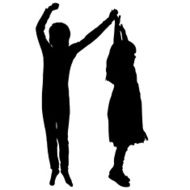 Vector silhouette of children N178