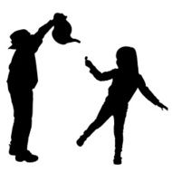 Vector silhouette of children N179