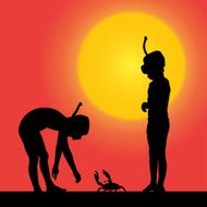 Vector silhouette of children N181