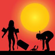 Vector silhouette of children N182