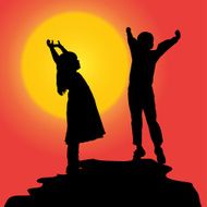 Vector silhouette of children N183