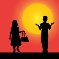Vector silhouette of children N184