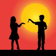 Vector silhouette of children N185