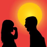 Vector silhouette of children N186