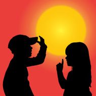 Vector silhouette of children N187