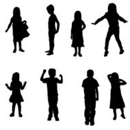 Vector silhouette of children N189