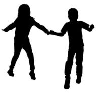 Vector silhouette of children N190