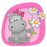 Hippo with flowers