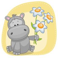 Hippo with flowers N2
