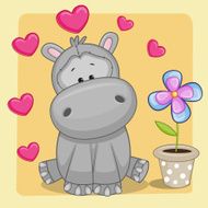 Hippo with heart and flower
