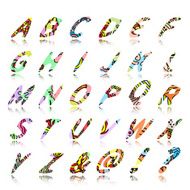 Colorful children alphabet with different cartoon pattern N3
