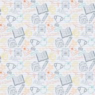 Seamless pattern Back to school on the notebook sheet