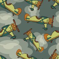 Vector hand draw cartoon airplane seamless Eps10