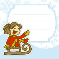 Postcard with a gril on sleigh