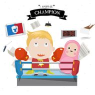 Boxing kid character - vector illustration