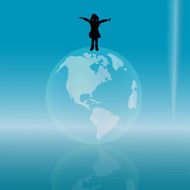 Vector silhouette of a little girl N2