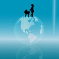 Vector silhouette of a little girl N3