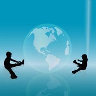 Vector silhouette of children N196