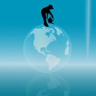 Vector silhouette of a little boy N3