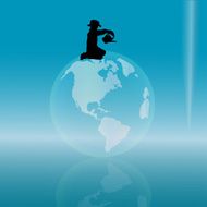 Vector silhouette of a little boy N4