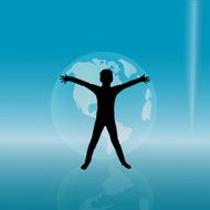 Vector silhouette of a little boy N5