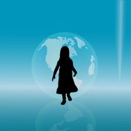 Vector silhouette of a little girl N5