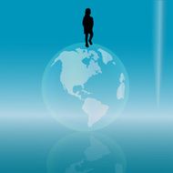 Vector silhouette of a little girl N10